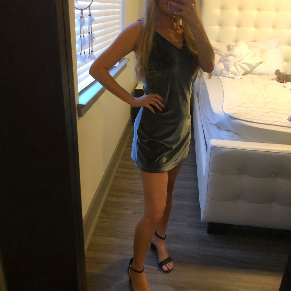 Gray Velvet Mini Dress